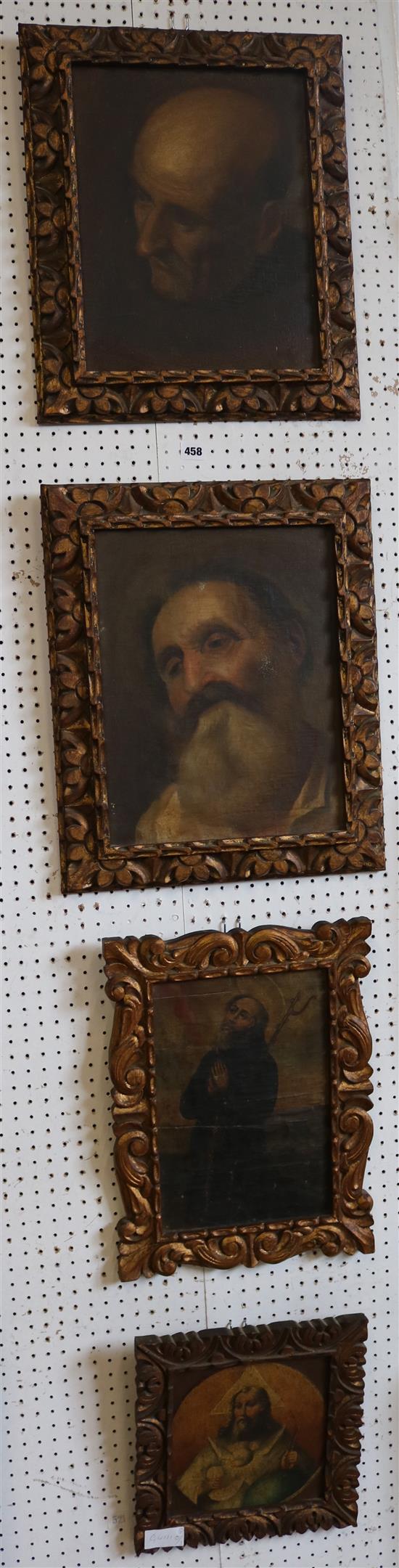 Set of 4 Edwardian religiious 19C oil paintings